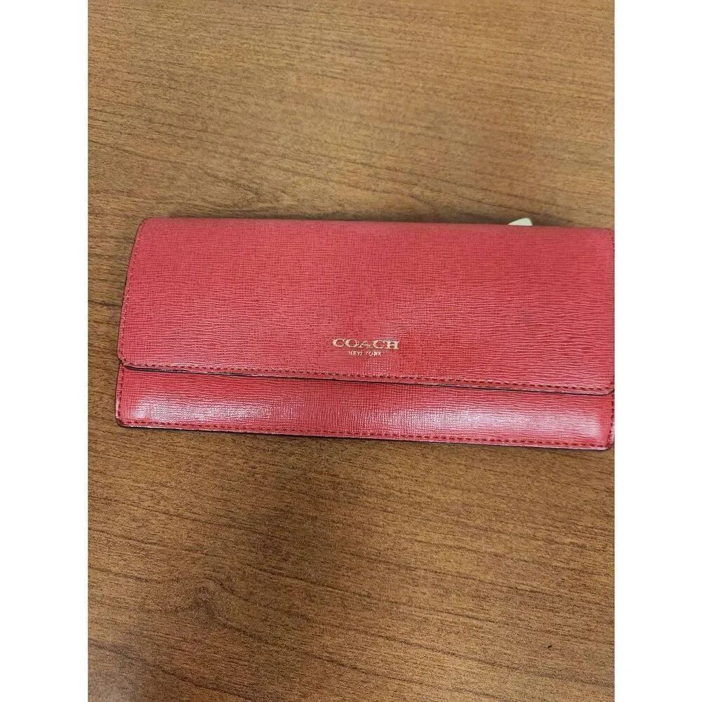 Coach Red Saffiano Leather Slim Envelope Wallet 49350